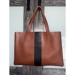 Vince Camuto Luck Tote brown slim shoulder bag pebbled vegan leather